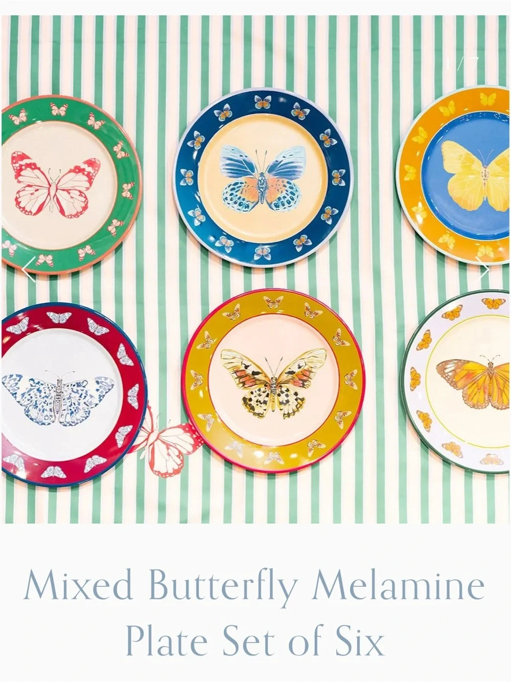Catherine Cartie Autumn Blue Butterfly Melamine Plate Set of Four- Blue 🦋 SALE!!